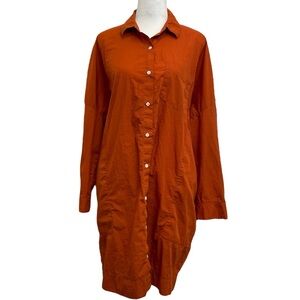 Steven Alan Dark Orange Button Up Oversized Shirt Dress